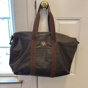 Mario Valentino Travel Duffel Monogram Brown Weekender Bag unisex